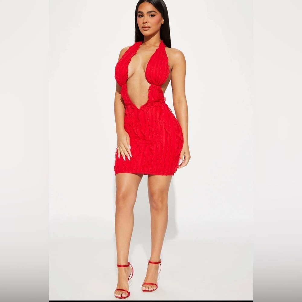 New Fashion Nova Ivy Textured Mini Dress - Red Sz M